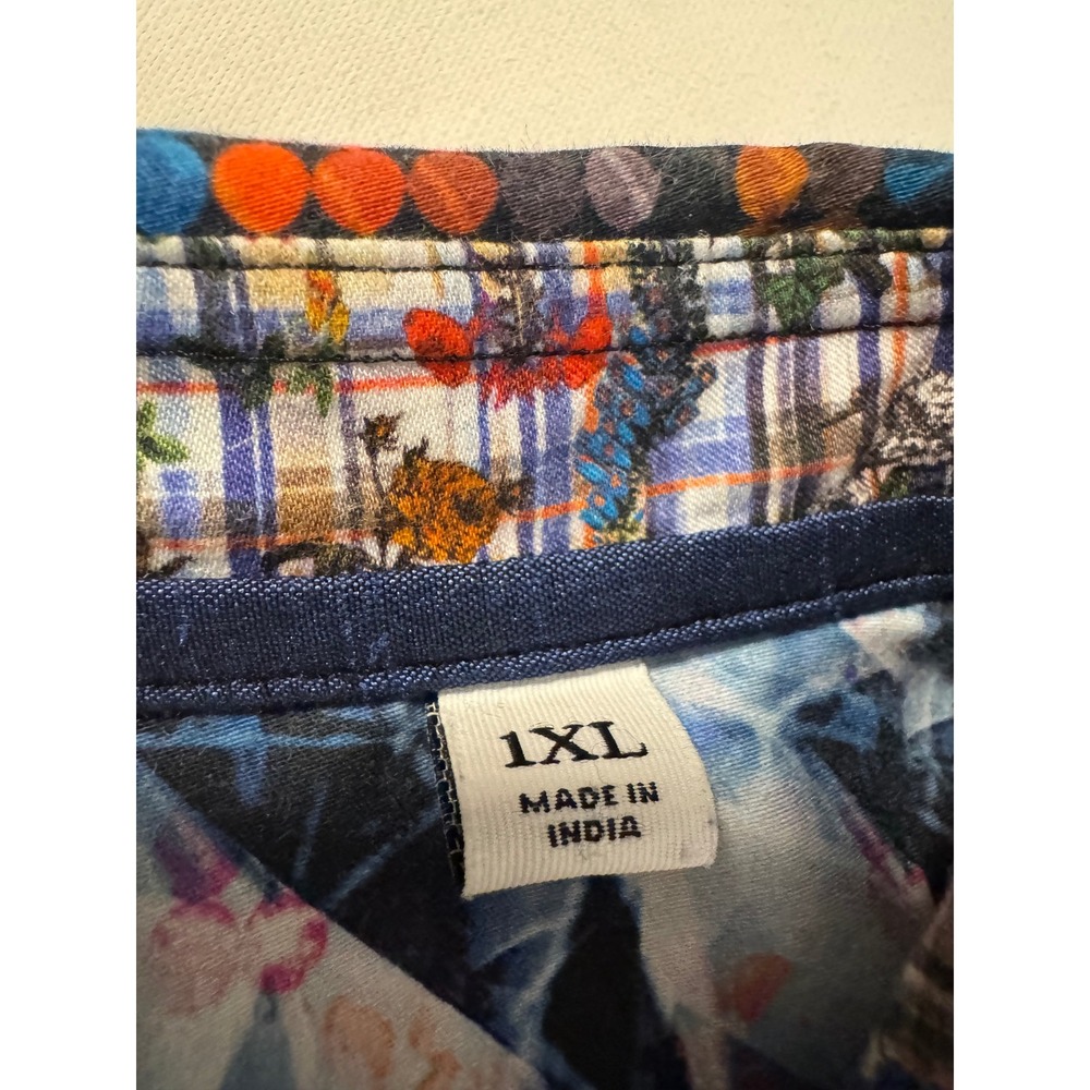 Robert Graham Shirt 1XL Flip Cuff Multicolor Abstract Dot Cotton Button Front - Picture 9 of 12